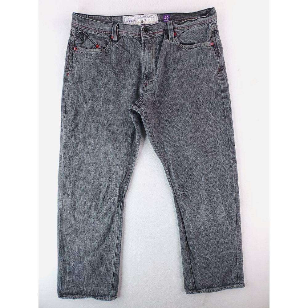 Akoo Jeans Mens 42x32 Gray Relaxed Straight Baggy Streetwear Y2K‎ Hip Hop